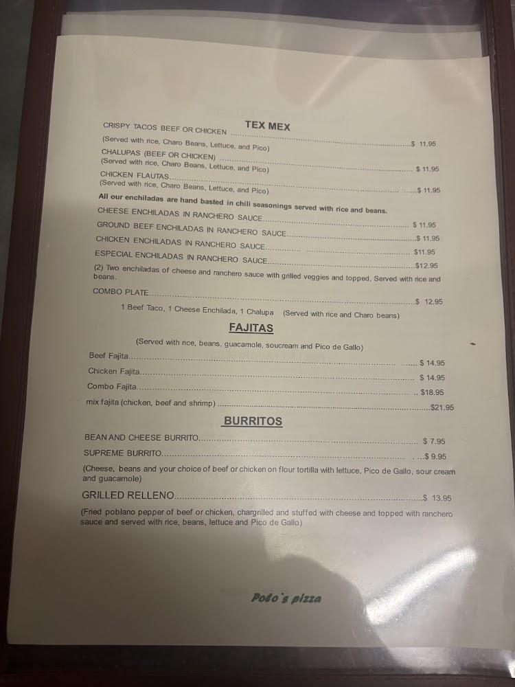 Polo's Pizza Menu image 1